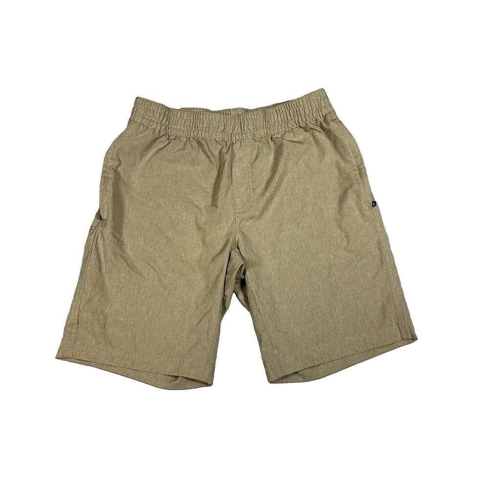 George Men's M 32-34 Pull On Twill Chino Shorts Khaki Tan Elastic Waist